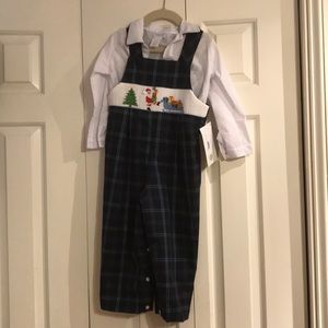 3T black watch smocked longall for Christmas